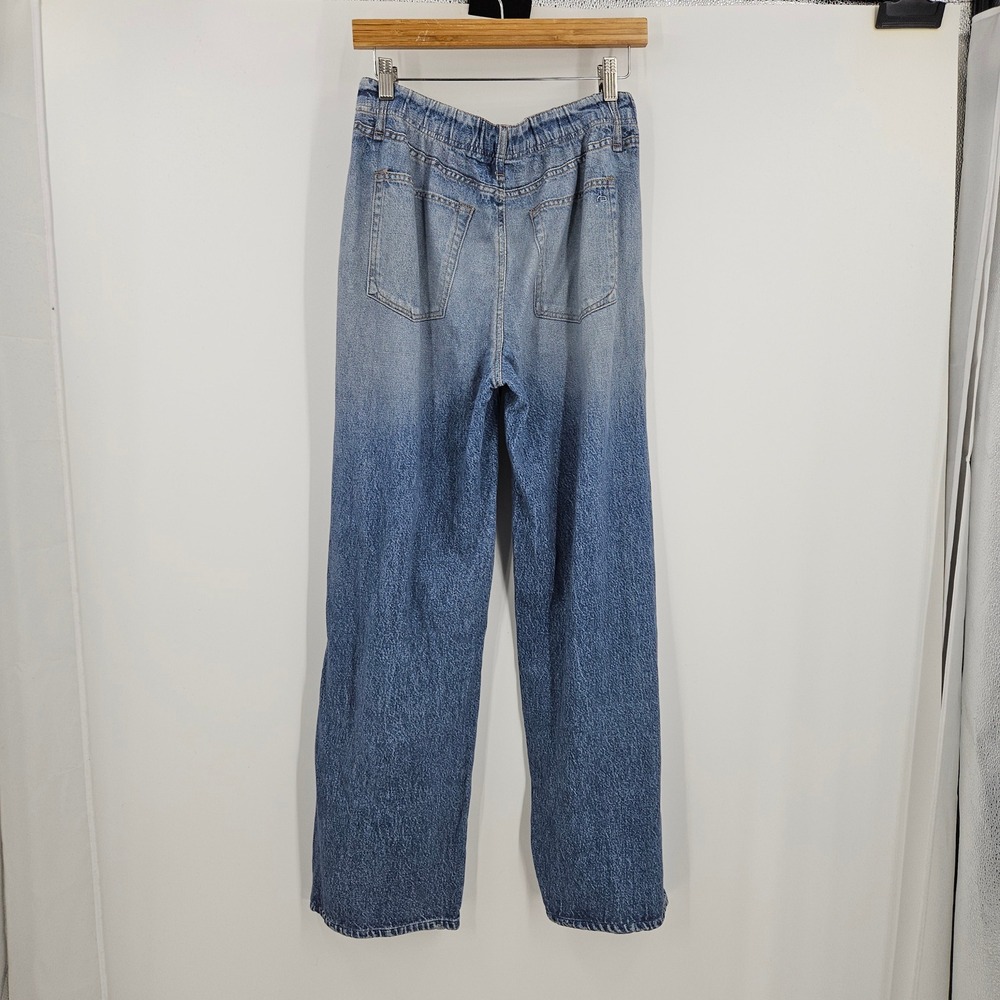 Rag & Bone Miramar Wide Leg Pants Blue Terry Denim Print Pull On Pockets Size S - Picture 7 of 11